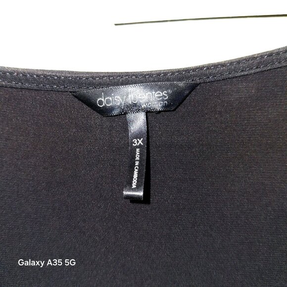 Daisy Fuentes Womens Black Draped Front Tunic Top 3X Onyx Liquid Knit Polyester - Picture 2 of 5